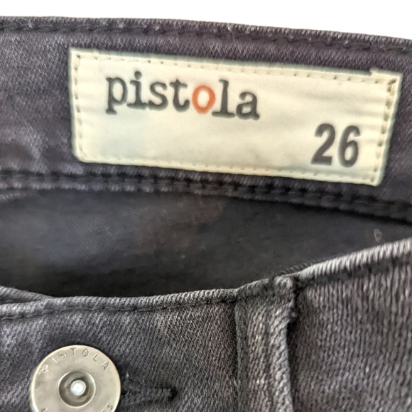 Pistola High Rise Jeans Skinny Black Gray Women's 26 Frayed Raw Hem Ankle Length - Picture 8 of 10